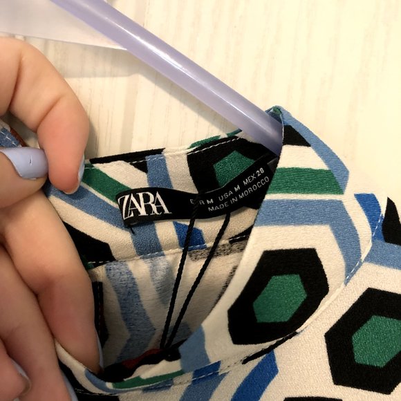 Zara Retro Geometric Print Mini Dress Size M - Picture 5 of 6